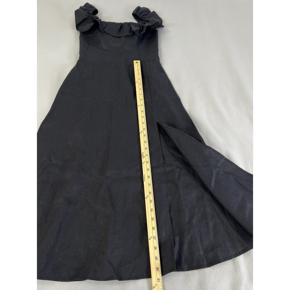 Reformation Women's Amethyst Linen Midi Dress Black Sz‎ 6 - Picture 7 of 14